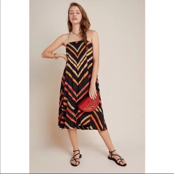 Anthropologie Multicolor Chevron Midi Slip Dress - Picture 4 of 8